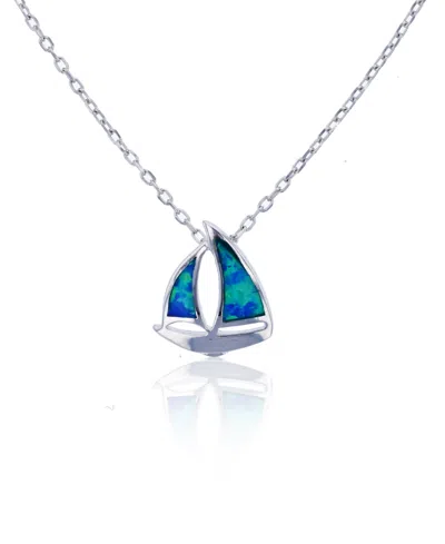Macy's Created Opal Ship Necklace In Sterling Silver