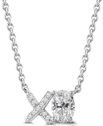 Macy's Created Pink Sapphire (7/8 Ct. T.w) And Created White Sapphire 'xo' Love Necklace In Sterling Silver