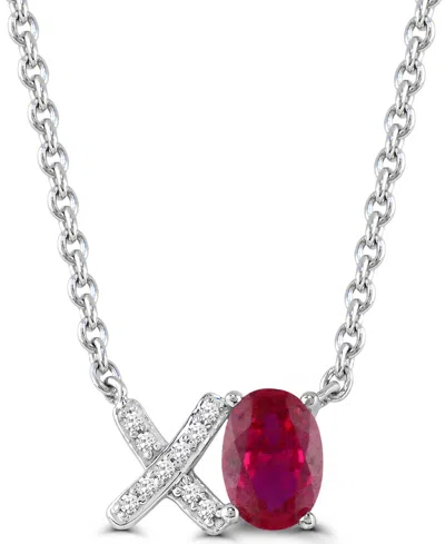 Macy's Created Pink Sapphire (7/8 Ct. T.w) And Created White Sapphire 'xo' Love Necklace In Sterling Silver