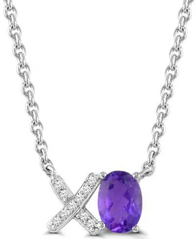 Macy's Created Pink Sapphire (7/8 Ct. T.w) And Created White Sapphire 'xo' Love Necklace In Sterling Silver In Metallic