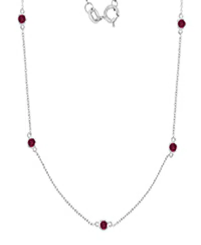 Macy's Created Ruby Station Necklace In Rhodium Over Sterling Silver In Multi