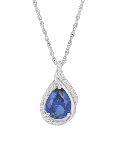 Macy's Created Sapphire (2-1/10 Ct. T.w.) & Created White Sapphire (1/5 Ct. T.w.) Pendant Necklace In Sterl In Burgundy