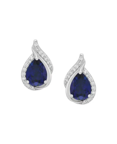 Macy's Created Sapphire (2-5/8 Ct. T.w.) & Created White Sapphire (1/3 Ct. T.w.) Stud Earrings In Sterling  In Brown