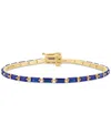 Macy's Created Sapphire Bracelet (6-1/6 Ct. T.w.) In 14k Yellow Gold Over Sterling Silver