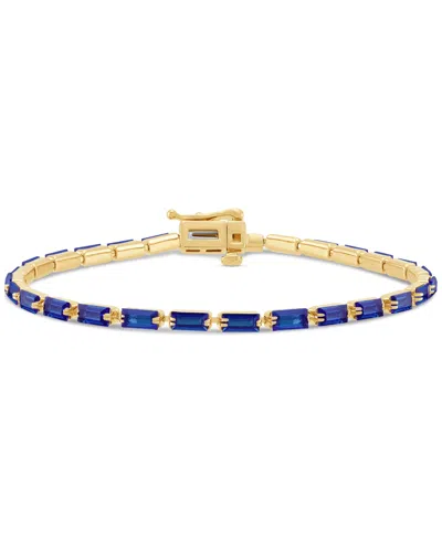 Macy's Created Sapphire Bracelet (6-1/6 Ct. T.w.) In 14k Yellow Gold Over Sterling Silver In Blue