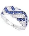 Macy's Created Sapphire, Created White Sapphire & Multi-gemstone Ring In Sterling Silver In Blue