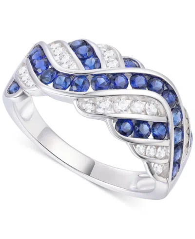 Macy's Created Sapphire, Created White Sapphire & Multi-gemstone Ring In Sterling Silver In Blue