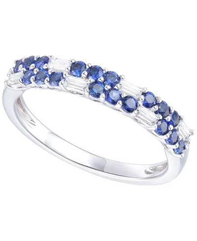 Macy's Created Sapphire, Created White Sapphire & Multi-gemstone Ring In Sterling Silver In Blue