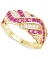 Macy's Created Sapphire, Created White Sapphire & Multi-gemstone Ring In Sterling Silver In Gold