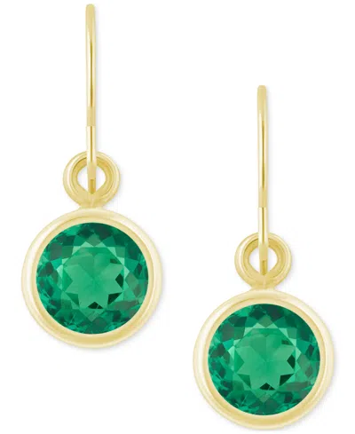 Macy's Created Sapphire Oval Stud Earrings (1-1/2 Ct. T.w.) In 10k Yellow Gold (also In Additional Gemstone In Emerald,gold