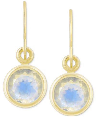 Macy's Created Sapphire Oval Stud Earrings (1-1/2 Ct. T.w.) In 10k Yellow Gold (also In Additional Gemstone In Moonstone,gold