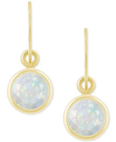 Macy's Created Sapphire Oval Stud Earrings (1-1/2 Ct. T.w.) In 10k Yellow Gold (also In Additional Gemstone In Opal,gold