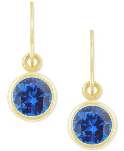 Macy's Created Sapphire Oval Stud Earrings (1-1/2 Ct. T.w.) In 10k Yellow Gold (also In Additional Gemstone In Sapphire,gold