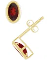 Macy's Created Sapphire Oval Stud Earrings (1-1/2 Ct. T.w.) In 10k Yellow Gold In Garnet,gold