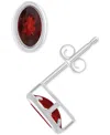 Macy's Created Sapphire Oval Stud Earrings (1-1/2 Ct. T.w.) In 10k Yellow Gold In Garnet,white Gold