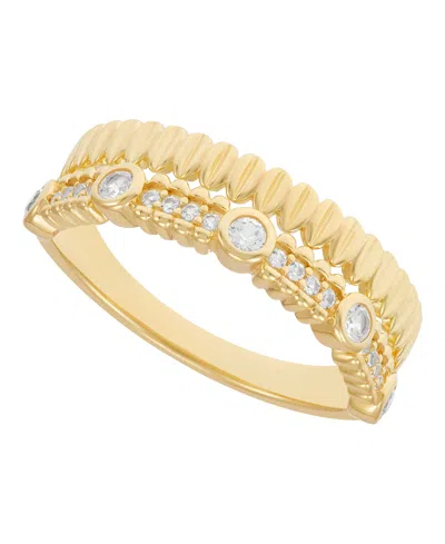 Macy's Created White Sapphire (1/3 Ct. T.w.) Band Ring In 14k Yellow Gold-plated Sterling Silver In Burgundy