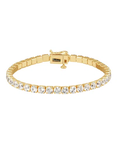 Macy's Created White Sapphire (13-1/3ct.t.w.) Tennis Bracelet In 14k Yellow Gold-plated Sterling Silver In Multi