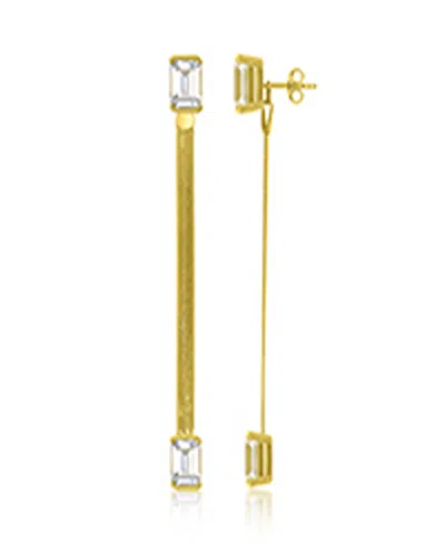 Macy's Created White Sapphire Herringbone Chain Dangling Earrings In 14k Yellow Gold Over Sterling Silver