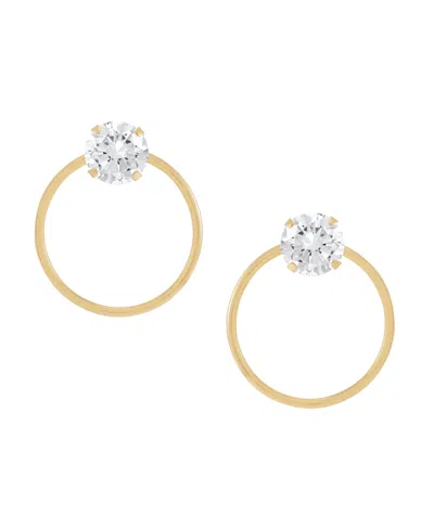 Macy's Created White Sapphire Hoop Earrings (2 Ct. T.w.) In 10k Yellow Gold