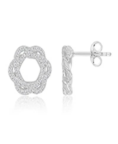 Macy's Created White Sapphire Invert Open Circle Stud Earrings In Rhodium Over Sterling Silver