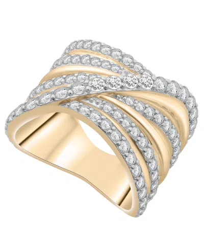 Macy's Criss Cross Diamond Band Ring (2 Ct. T.w.) In 14k Yellow Gold