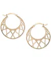 Macy's Crisscross Graduated Small Hoop Earrings In 10k Gold, 1" In Gold