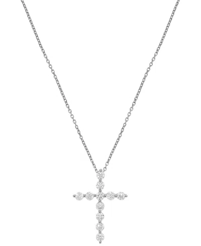 Macy's Cross Diamond Pendant Necklace (1/2 Ct. T.w.) In 14k White Gold (also In 14k Yellow Gold) In Silver