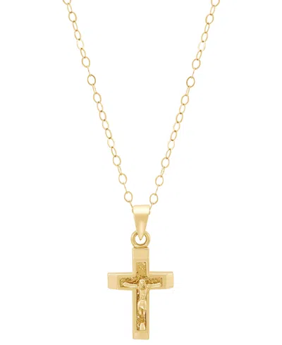 Macy's Crucifix Raised Christ Figure Cross 15" Pendant Necklace In 14k Gold