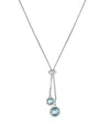 Macy's Crystal 30" Adjustable Box Chain Necklace (13/50 Ct. T.w.) In Fine Silver Plated Brass In Aqua