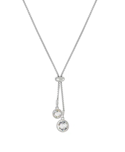 Macy's Crystal 30" Adjustable Box Chain Necklace (13/50 Ct. T.w.) In Fine Silver Plated Brass In Crystal Clear