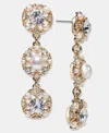 Macy's Crystal & Imitation Pearl Triple Drop Earrings In Gold