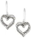 Macy's Crystal & Marcasite Interlocking Double Heart Drop Earrings In Sterling Silver In Marcasite
