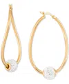 Macy's Crystal Ball Figure Eight Medium Hoop Earrings In 14k Gold-plated Sterling Silver In Gold Over Silver
