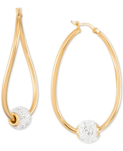 Macy's Crystal Ball Figure Eight Medium Hoop Earrings In 14k Gold-plated Sterling Silver In Gold Over Silver