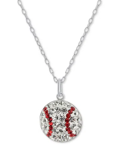 Macy's Crystal Baseball 18" Pendant Necklace In Sterling Silver, Exclusively At