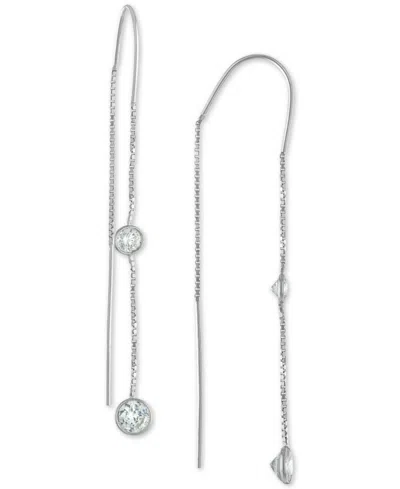 Macy's Crystal Box Chain Threader Earrings In Sterling Silver, Exclusively At