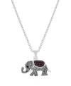 Macy's Crystal Elephant Pendant 16+2" Extender In Silver Plated In Silver