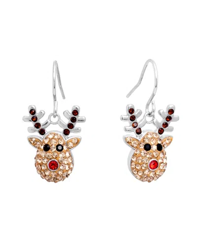 Macy's Crystal Holiday Reindeer Drop Earrings In Metallic