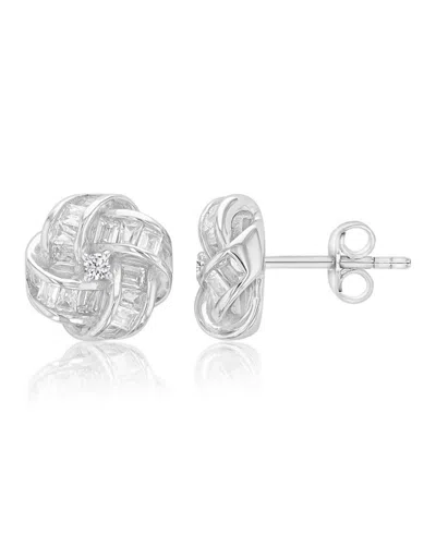 Macy's Crystal Love Knot Earrings In Metallic