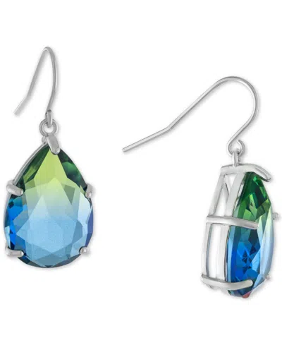 Macy's Crystal Ombre Pear Solitaire Drop Earrings In Sterling Silver