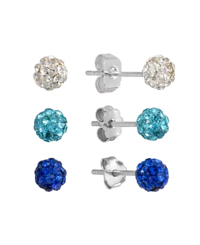 Macy's Crystal Pave 4mm Ball Trio Stud Earrings In Blue