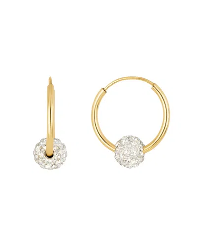 Macy's Crystal Pave 6mm Ball On 16mm Endless Hoop Earrings In Gold