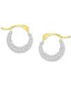 MACY'S CRYSTAL PAVE EXTRA SMALL HOOP EARRINGS IN 10K GOLD, 0.45"