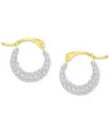 Macy's Crystal Pave Extra Small Hoop Earrings In 10k Gold, 0.45" In Gold