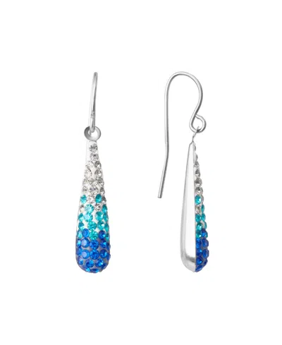 Macy's Crystal Pave Gradation Teardrop Drop Earrings In Blue