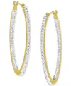 Macy's Crystal Pave In & Out Medium Hoop Earrings In 10k Gold, 1.2" In Gold