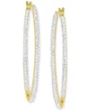 Macy's Crystal Pave In & Out Medium Hoop Earrings In 10k Gold, 1.57" In Gold