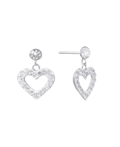 Macy's Crystal Pave Open Heart Dangle Earrings In Clear