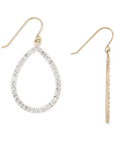 Macy's Crystal Pave Open Teardrop Drop Earrings In 10k Gold
