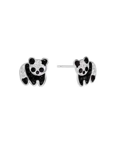 Macy's Crystal Pave Panda Stud Earrings In Silver